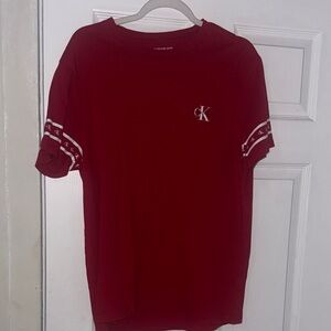 Calvin Klein Bold Red Tee with Logo Accents